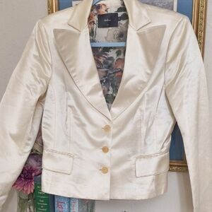 Kulson Italy Elegant Cream Satin Blazer Glam maximalists Scandinavian Preppy